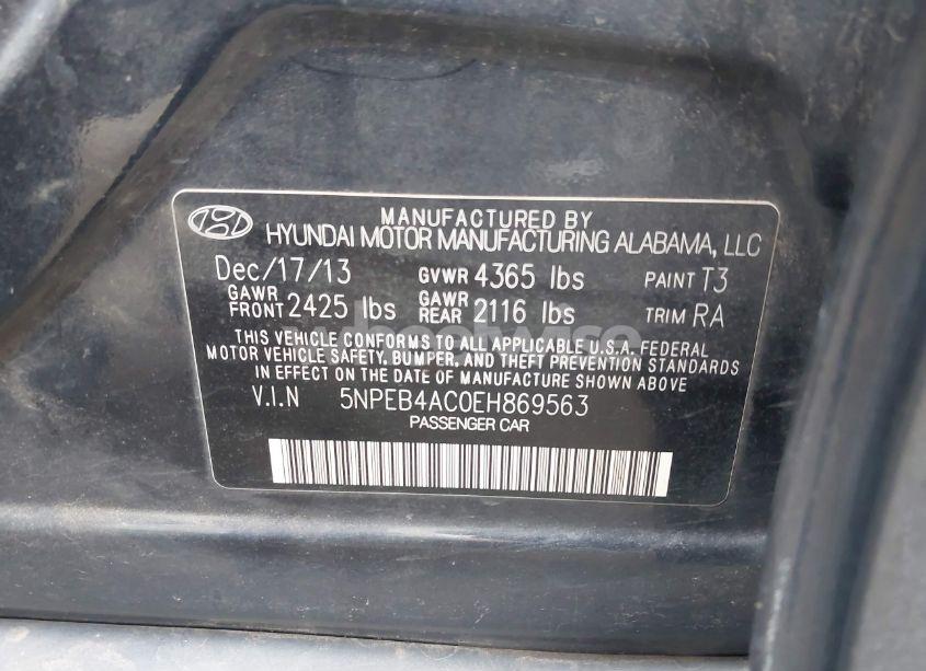 Photo 9 of 2014 Hyundai Sonata GLS (VIN 5NPEB4AC0EH869563)