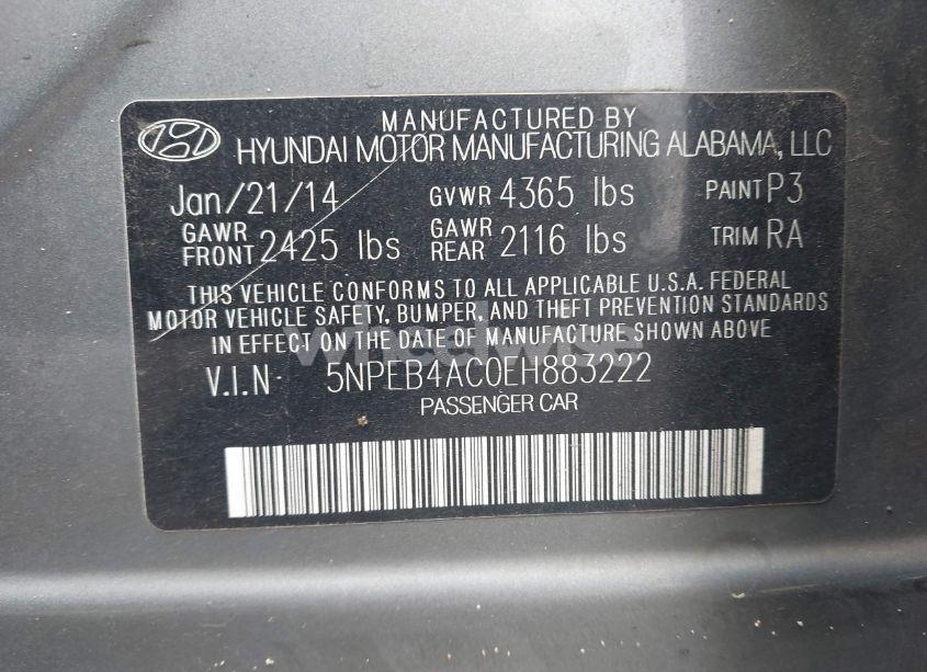 Photo 9 of 2014 Hyundai Sonata GLS (VIN 5NPEB4AC0EH883222)