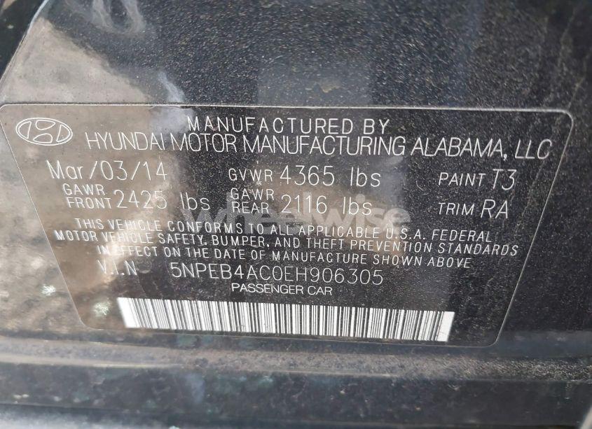 Photo 9 of 2014 Hyundai Sonata GLS (VIN 5NPEB4AC0EH906305)