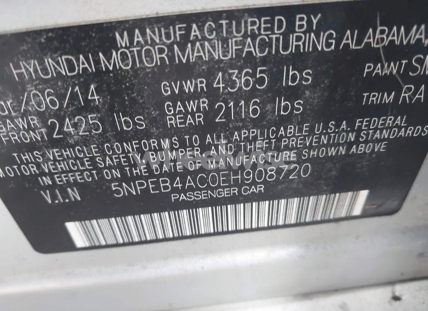 Photo 9 of 2014 Hyundai Sonata GLS (VIN 5NPEB4AC0EH908720)