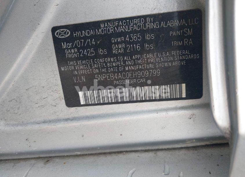 Photo 9 of 2014 Hyundai Sonata GLS (VIN 5NPEB4AC0EH909799)