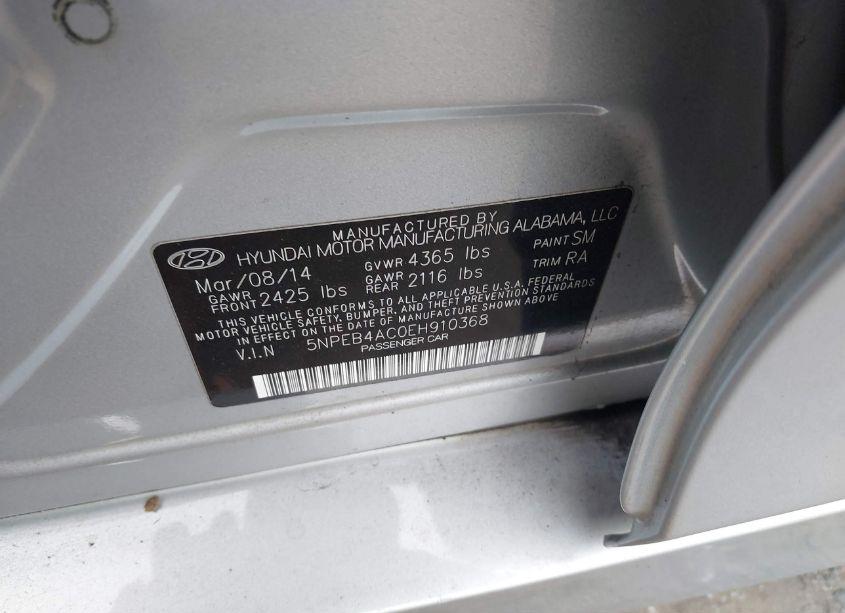 Photo 9 of 2014 Hyundai Sonata GLS (VIN 5NPEB4AC0EH910368)