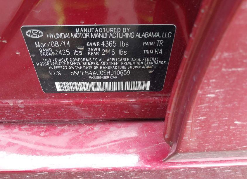 Photo 9 of 2014 Hyundai Sonata GLS (VIN 5NPEB4AC0EH910659)