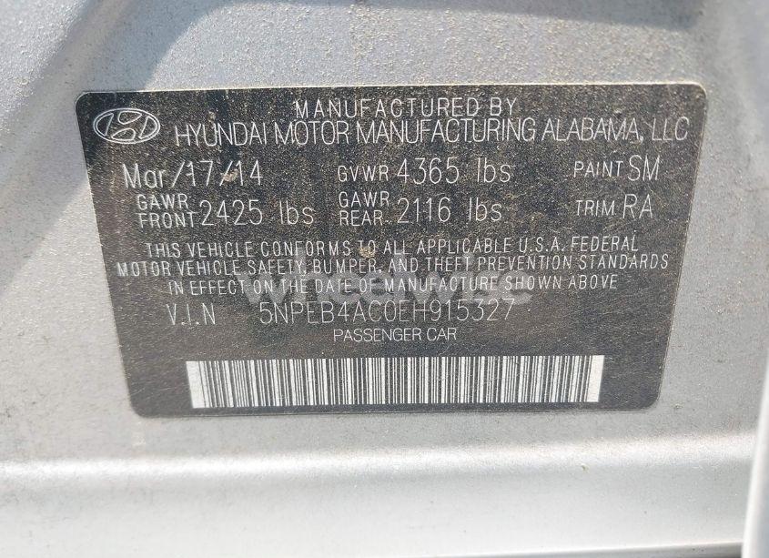 Photo 9 of 2014 Hyundai Sonata GLS (VIN 5NPEB4AC0EH915327)