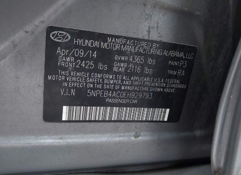 Photo 9 of 2014 Hyundai Sonata GLS (VIN 5NPEB4AC0EH929793)