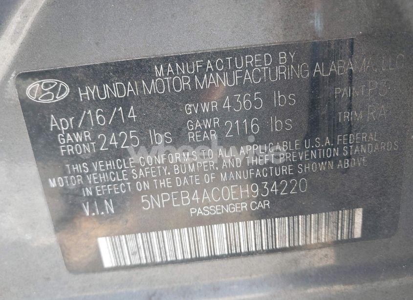Photo 9 of 2014 Hyundai Sonata GLS (VIN 5NPEB4AC0EH934220)