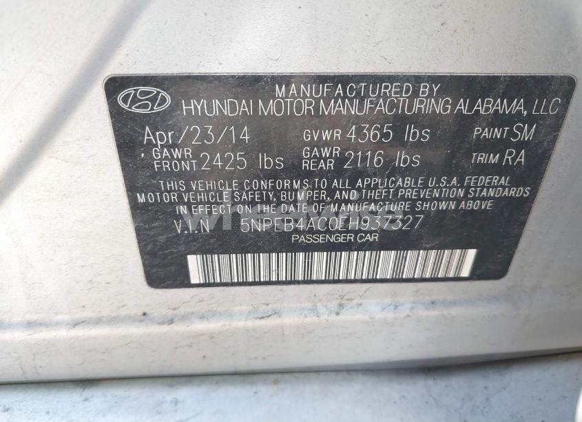 Photo 9 of 2014 Hyundai Sonata GLS (VIN 5NPEB4AC0EH937327)