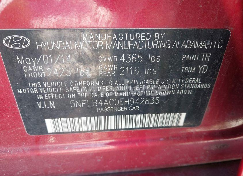 Photo 9 of 2014 Hyundai Sonata GLS (VIN 5NPEB4AC0EH942835)