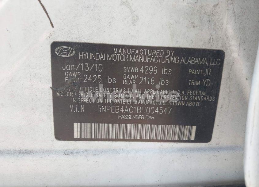 Photo 9 of 2011 Hyundai Sonata GLS (VIN 5NPEB4AC1BH004547)