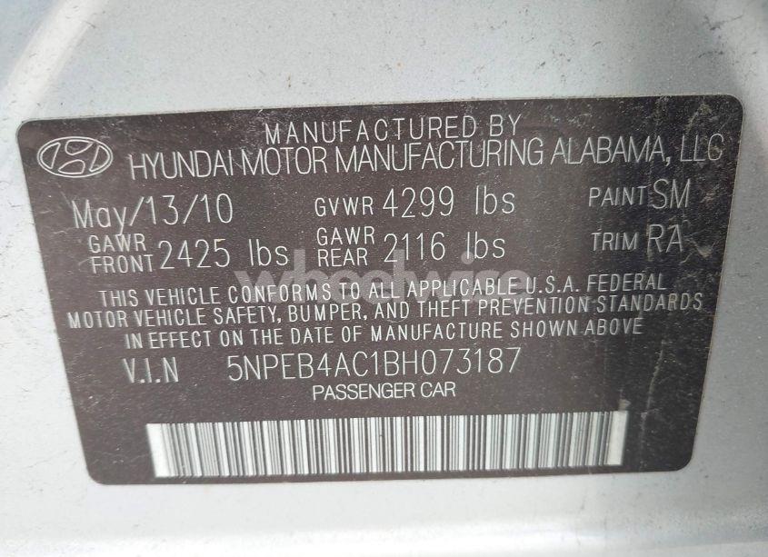 Photo 9 of 2011 Hyundai Sonata GLS (VIN 5NPEB4AC1BH073187)