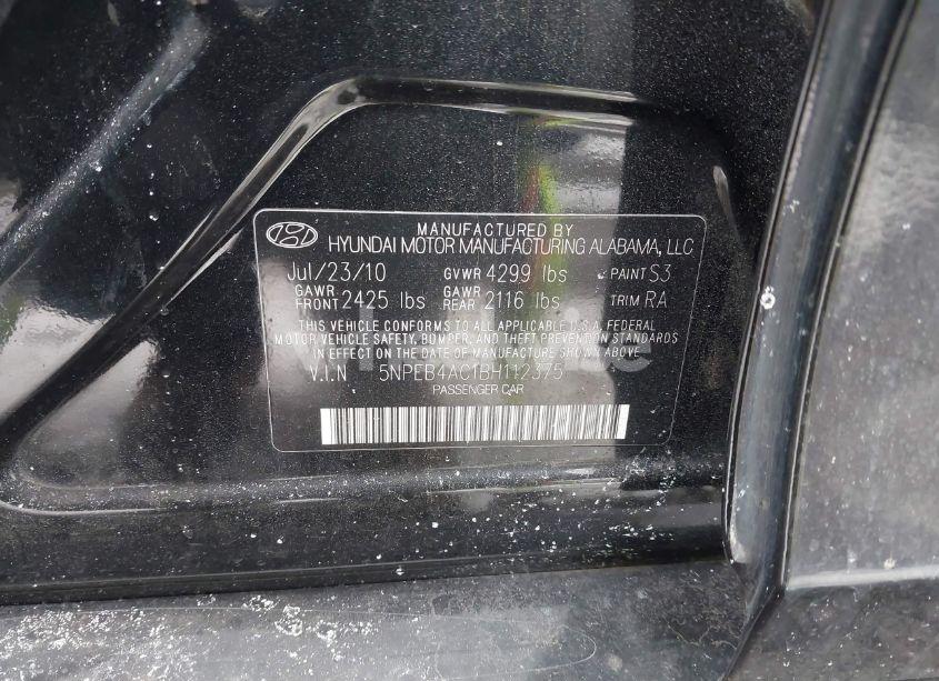 Photo 9 of 2011 Hyundai Sonata GLS (VIN 5NPEB4AC1BH112375)