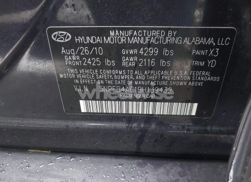 Photo 9 of 2011 Hyundai Sonata GLS (VIN 5NPEB4AC1BH139432)
