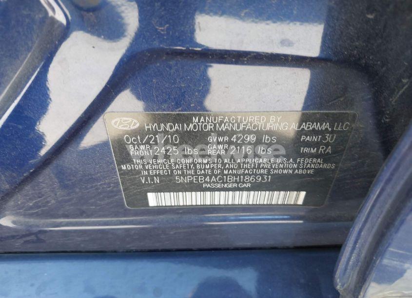 Photo 9 of 2011 Hyundai Sonata GLS (VIN 5NPEB4AC1BH186931)