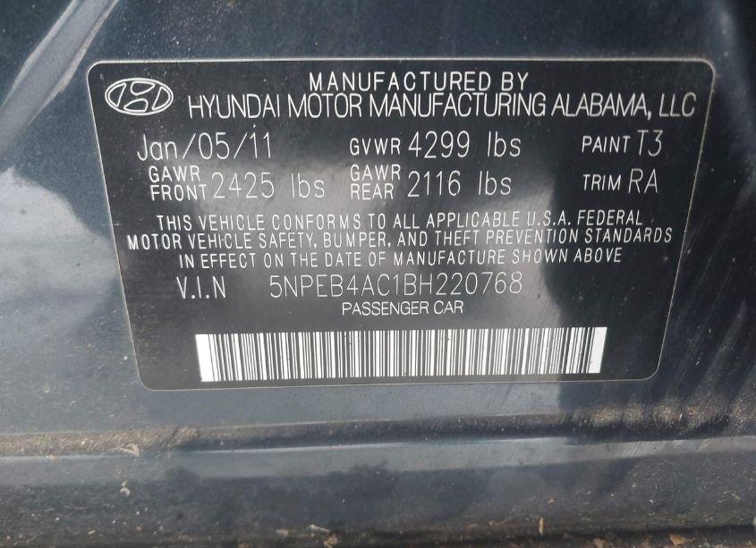 Photo 9 of 2011 Hyundai Sonata GLS (VIN 5NPEB4AC1BH220768)