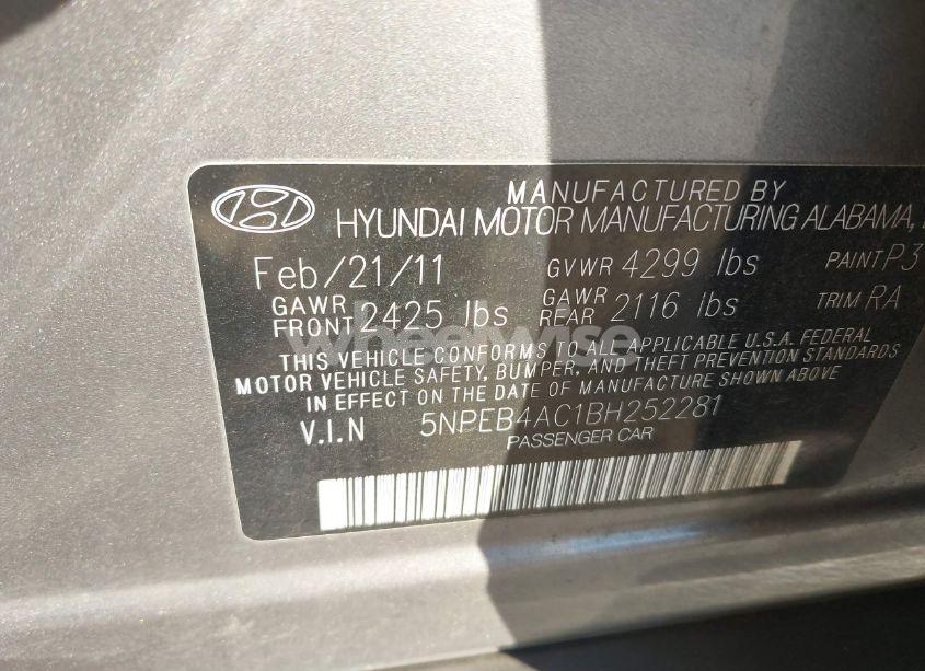 Photo 9 of 2011 Hyundai Sonata GLS (VIN 5NPEB4AC1BH252281)