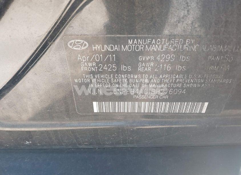 Photo 9 of 2011 Hyundai Sonata GLS (VIN 5NPEB4AC1BH276094)