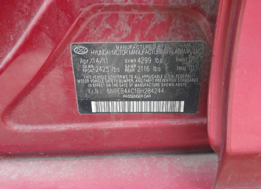 Photo 9 of 2011 Hyundai Sonata GLS (VIN 5NPEB4AC1BH284244)