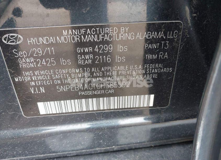 Photo 9 of 2012 Hyundai Sonata GLS (VIN 5NPEB4AC1CH385592)