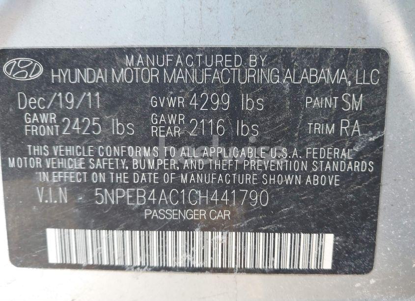 Photo 9 of 2012 Hyundai Sonata GLS (VIN 5NPEB4AC1CH441790)