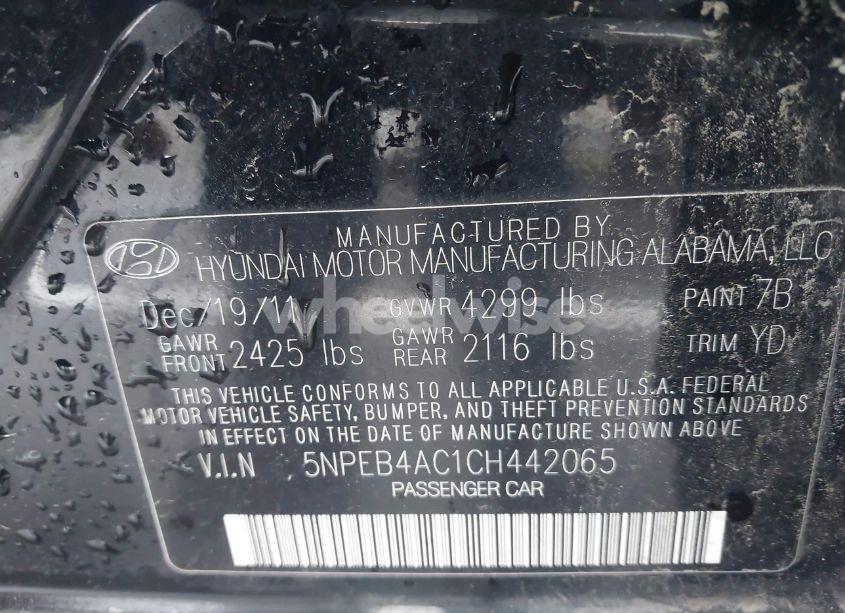 Photo 9 of 2012 Hyundai Sonata GLS (VIN 5NPEB4AC1CH442065)