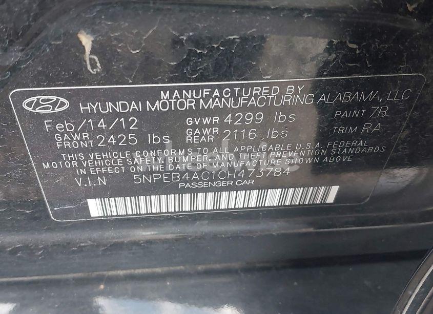Photo 9 of 2012 Hyundai Sonata GLS (VIN 5NPEB4AC1CH473784)