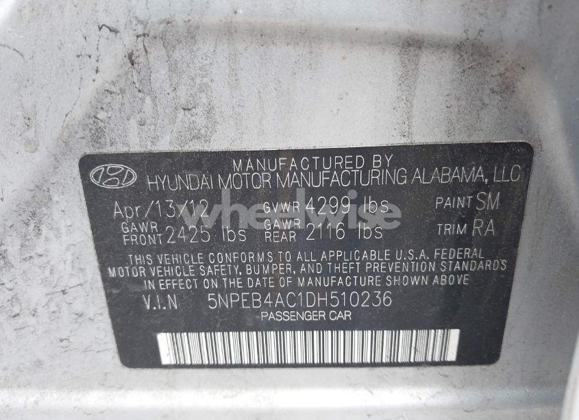 Photo 9 of 2013 Hyundai Sonata GLS (VIN 5NPEB4AC1DH510236)
