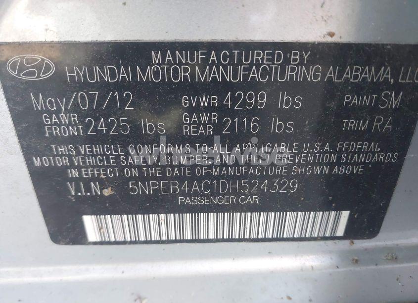 Photo 9 of 2013 Hyundai Sonata GLS (VIN 5NPEB4AC1DH524329)