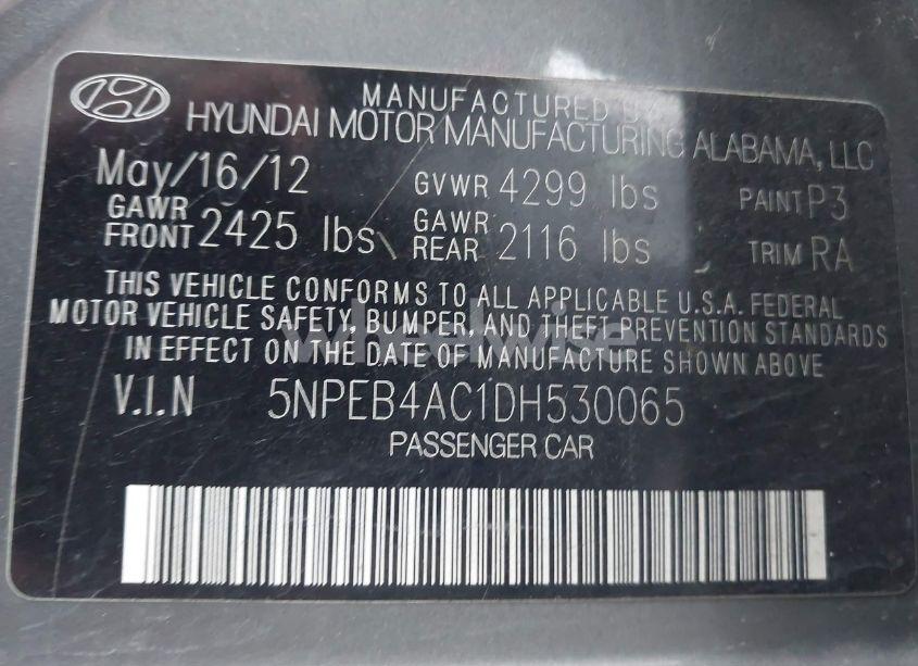 Photo 9 of 2013 Hyundai Sonata GLS (VIN 5NPEB4AC1DH530065)
