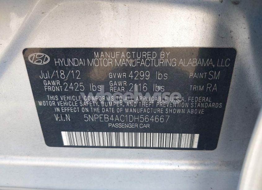 Photo 9 of 2013 Hyundai Sonata GLS (VIN 5NPEB4AC1DH564667)