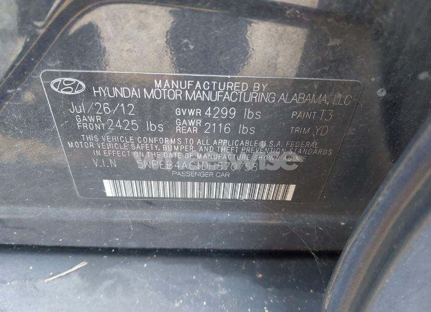 Photo 9 of 2013 Hyundai Sonata GLS (VIN 5NPEB4AC1DH570758)