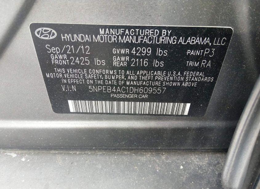 Photo 9 of 2013 Hyundai Sonata GLS (VIN 5NPEB4AC1DH609557)