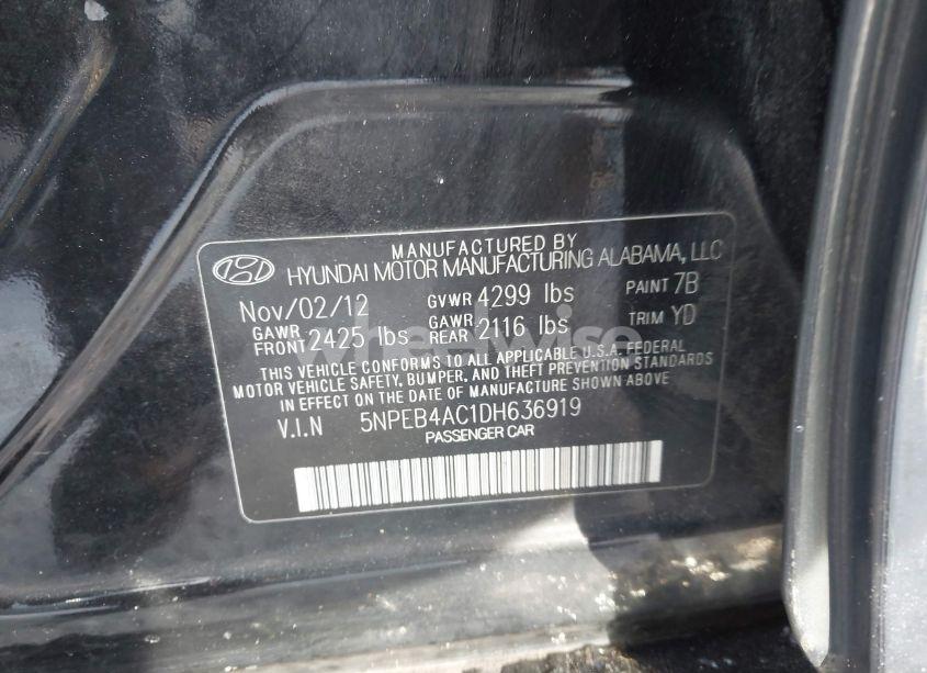 Photo 9 of 2013 Hyundai Sonata GLS (VIN 5NPEB4AC1DH636919)