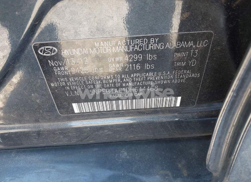 Photo 9 of 2013 Hyundai Sonata GLS (VIN 5NPEB4AC1DH644468)