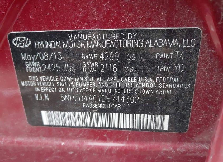 Photo 9 of 2013 Hyundai Sonata GLS (VIN 5NPEB4AC1DH744392)