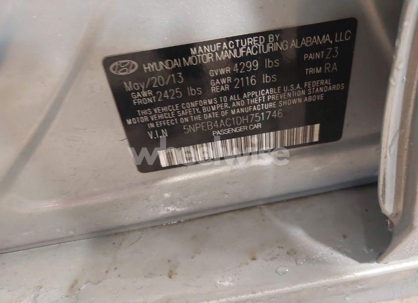 Photo 9 of 2013 Hyundai Sonata GLS (VIN 5NPEB4AC1DH751746)