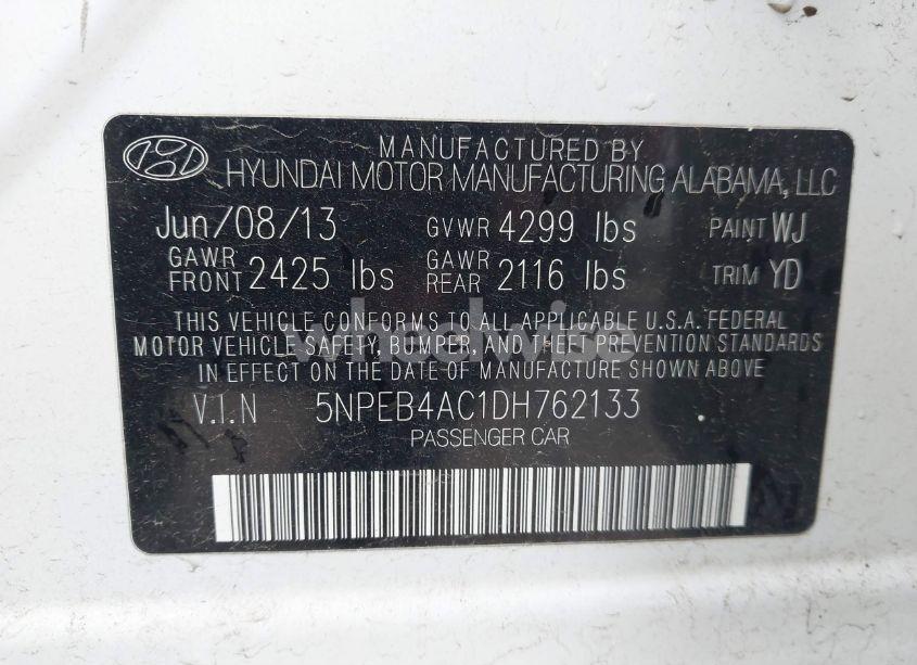 Photo 9 of 2013 Hyundai Sonata GLS (VIN 5NPEB4AC1DH762133)