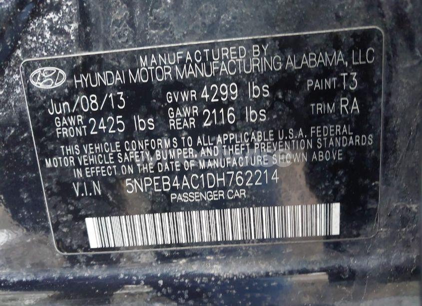 Photo 9 of 2013 Hyundai Sonata GLS (VIN 5NPEB4AC1DH762214)