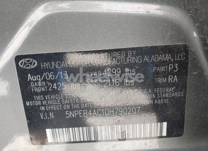 Photo 9 of 2013 Hyundai Sonata GLS (VIN 5NPEB4AC1DH790207)