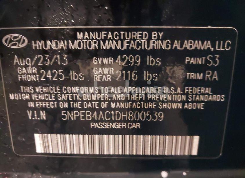 Photo 9 of 2013 Hyundai Sonata GLS (VIN 5NPEB4AC1DH800539)