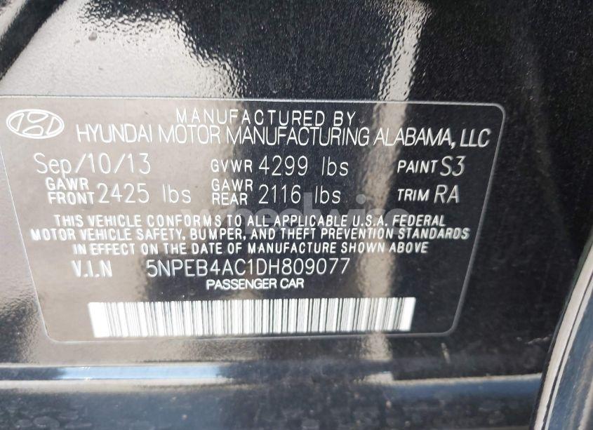 Photo 9 of 2013 Hyundai Sonata GLS (VIN 5NPEB4AC1DH809077)