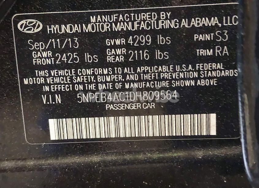 Photo 9 of 2013 Hyundai Sonata GLS (VIN 5NPEB4AC1DH809564)