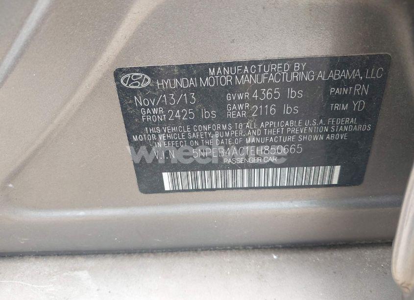 Photo 9 of 2014 Hyundai Sonata GLS (VIN 5NPEB4AC1EH850665)