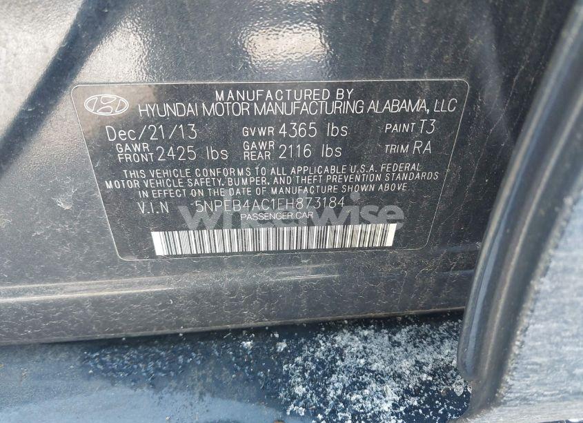 Photo 9 of 2014 Hyundai Sonata GLS (VIN 5NPEB4AC1EH873184)