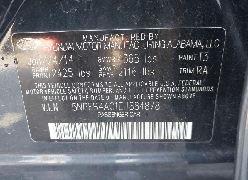 Photo 9 of 2014 Hyundai Sonata GLS (VIN 5NPEB4AC1EH884878)