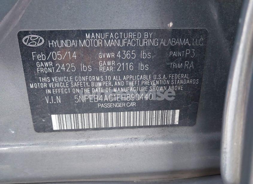 Photo 9 of 2014 Hyundai Sonata GLS (VIN 5NPEB4AC1EH890440)