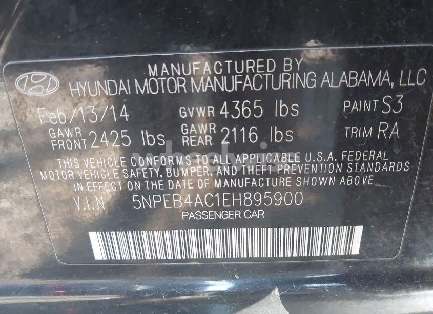 Photo 9 of 2014 Hyundai Sonata GLS (VIN 5NPEB4AC1EH895900)