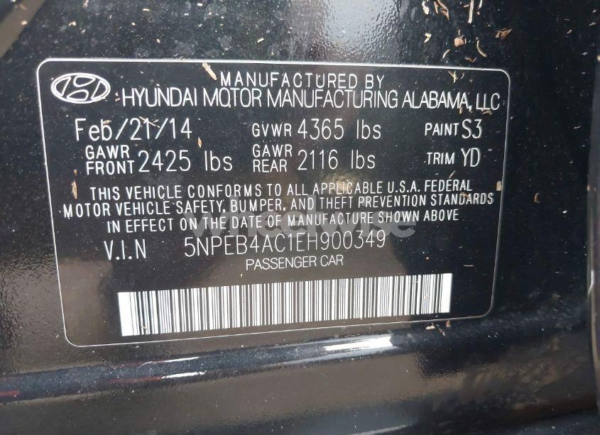Photo 9 of 2014 Hyundai Sonata GLS (VIN 5NPEB4AC1EH900349)