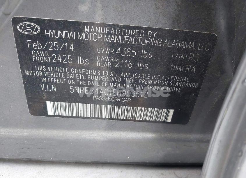 Photo 9 of 2014 Hyundai Sonata GLS (VIN 5NPEB4AC1EH903512)