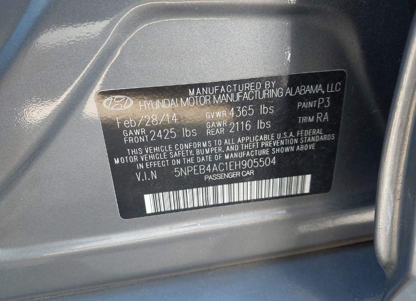 Photo 9 of 2014 Hyundai Sonata GLS (VIN 5NPEB4AC1EH905504)