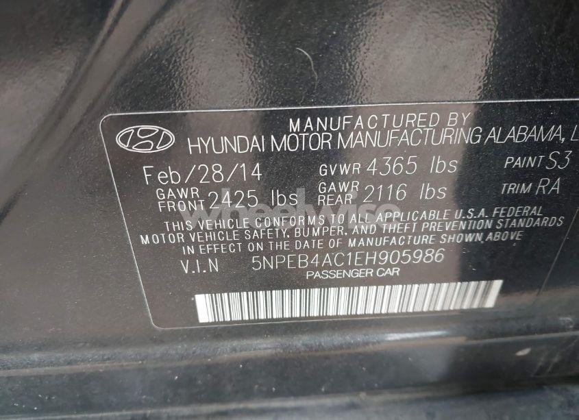Photo 9 of 2014 Hyundai Sonata GLS (VIN 5NPEB4AC1EH905986)